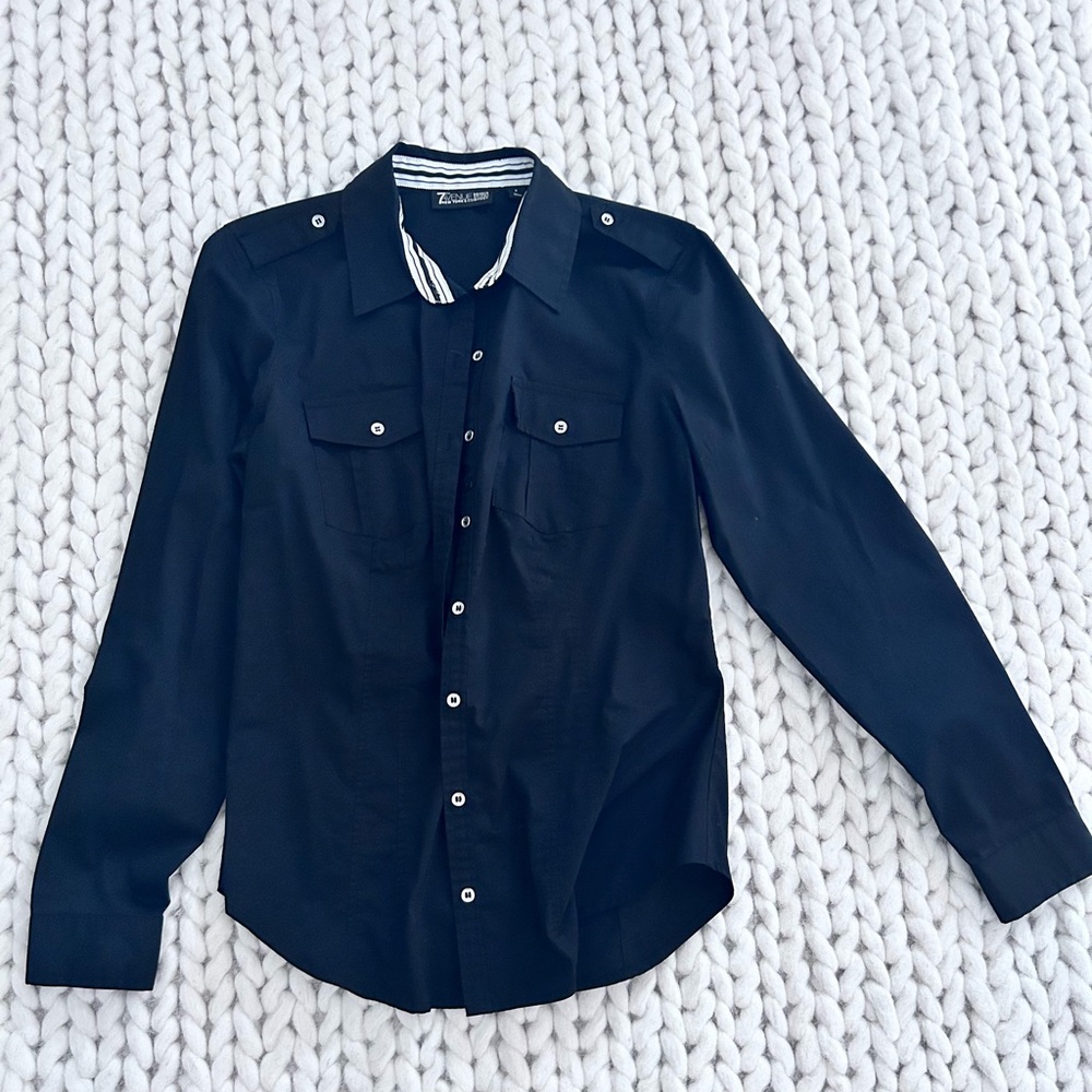 New York & Company women’s button front collar shirt small s sm work wear
